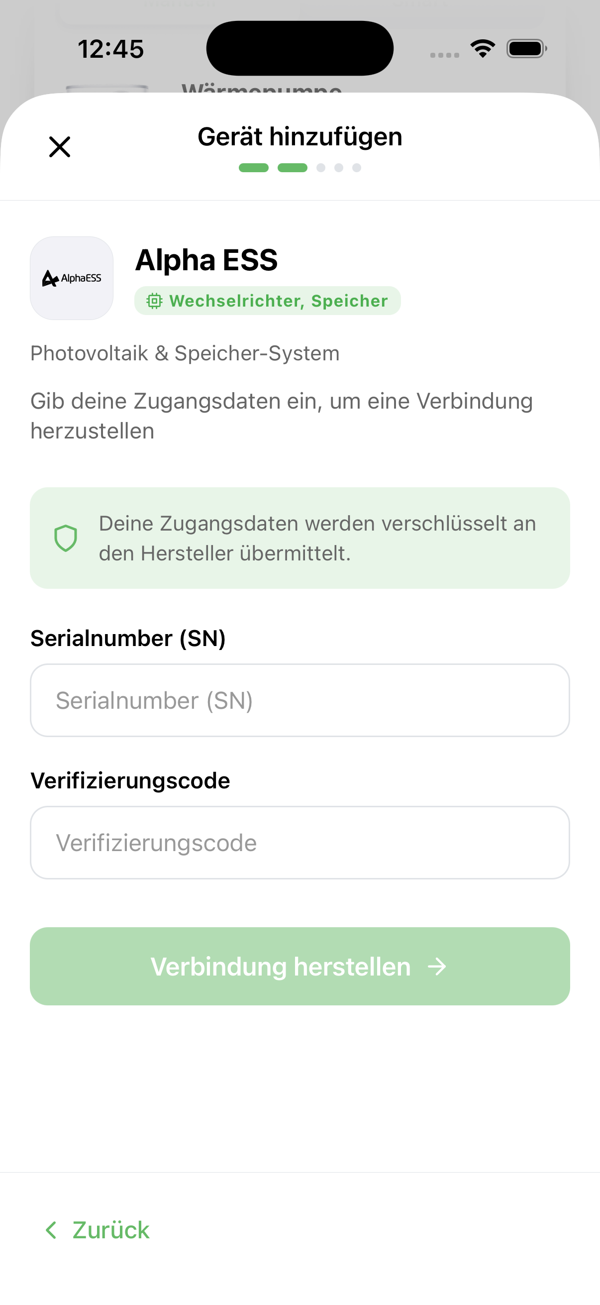 Seriennummer und Check-Code eintragen