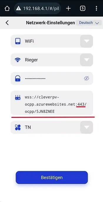 Ab April 2023: OCPP-Server eintragen