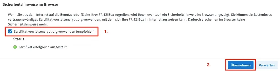 Let’s-Encrypt-Zertifikat aktivieren