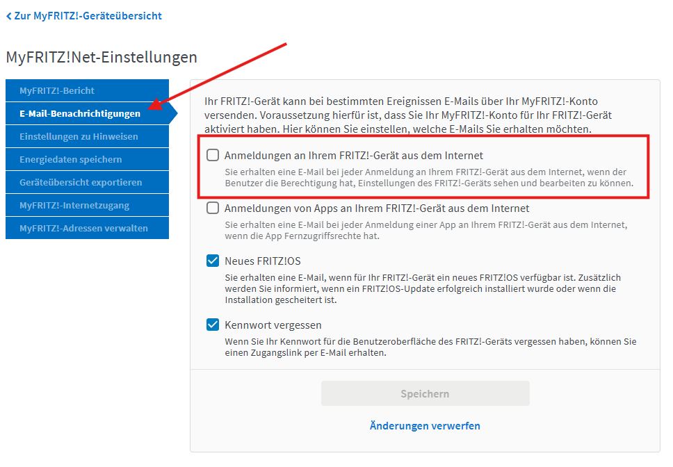 E-Mail-Hinweise abschalten (optional)