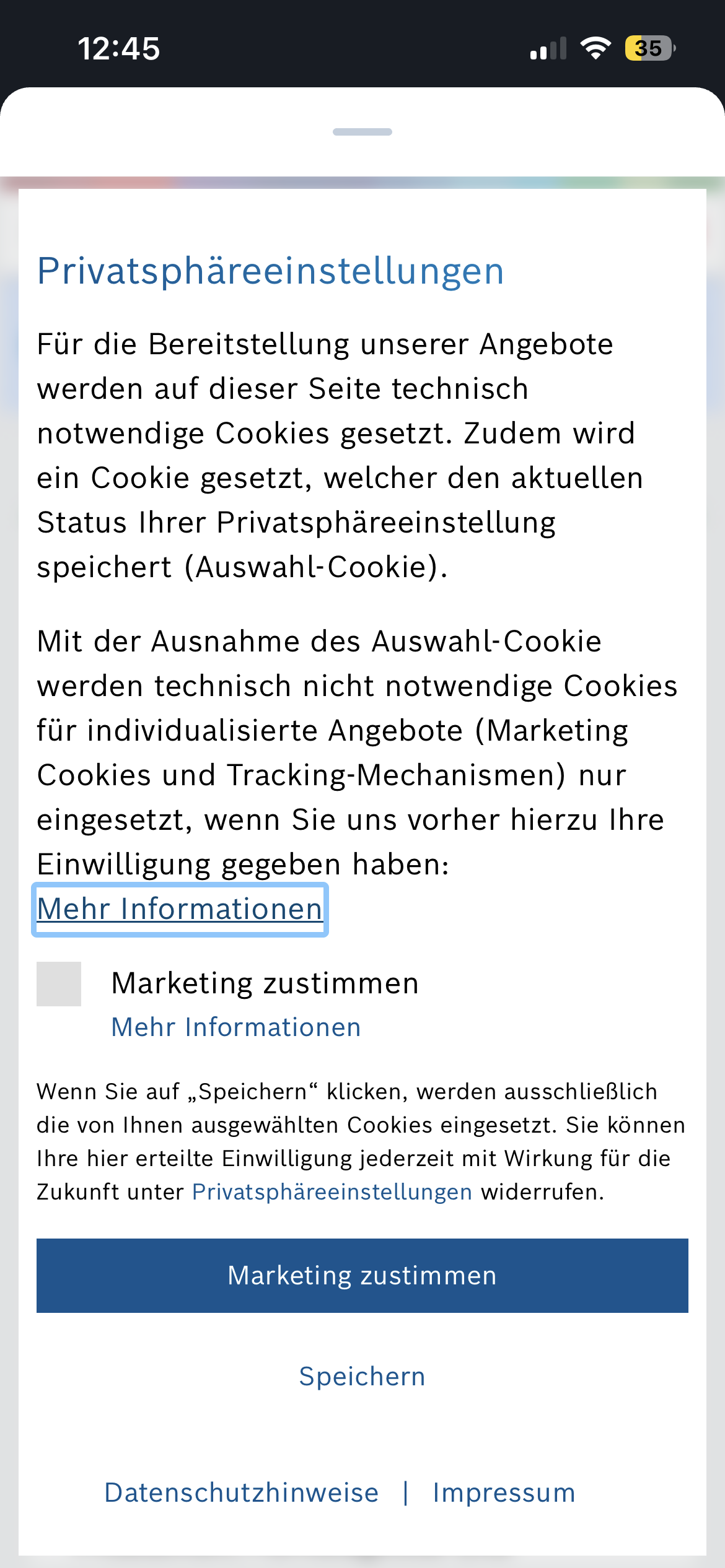 Bei Buderus anmelden und Privatsphäre festlegen