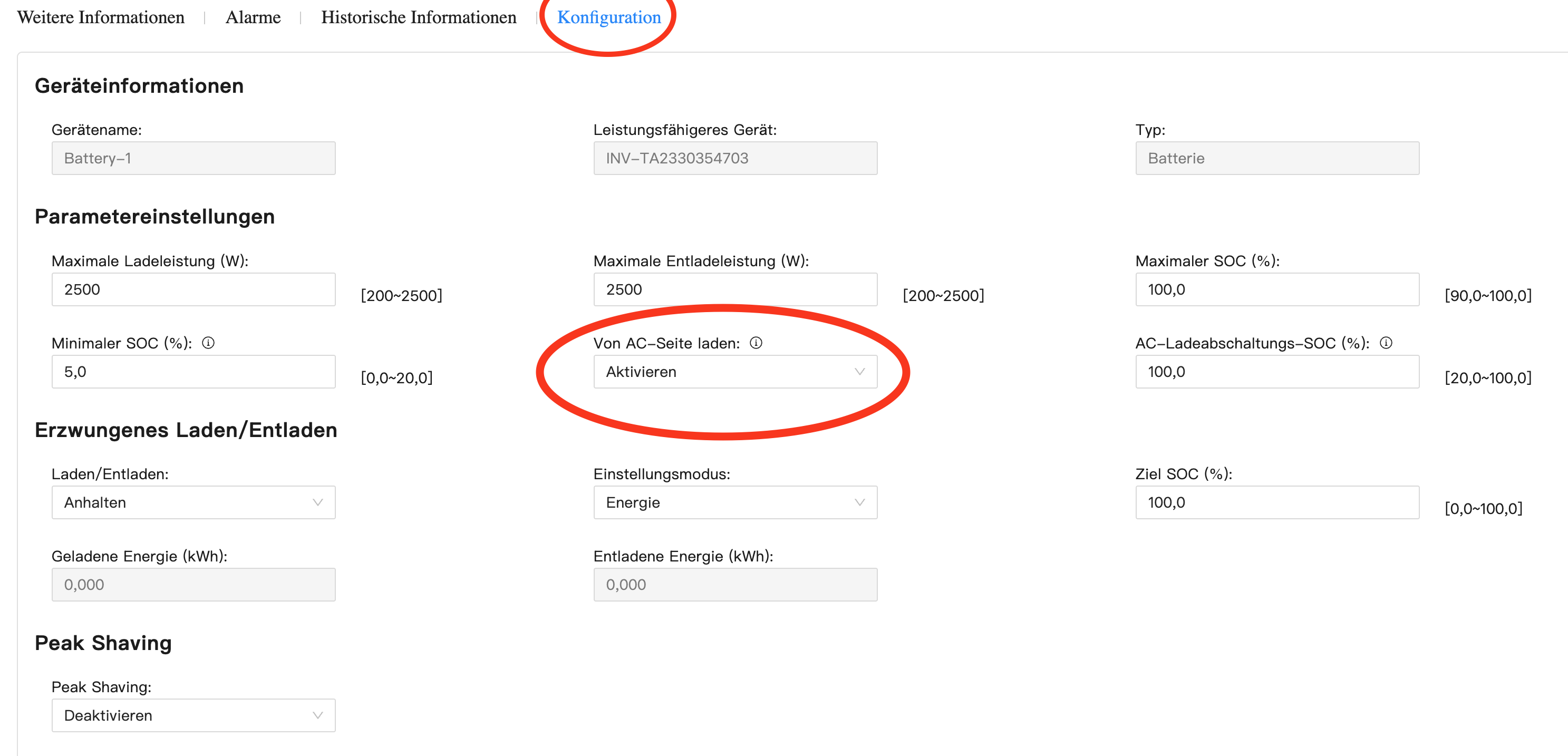 Speichersteuerung (optional aktivieren)