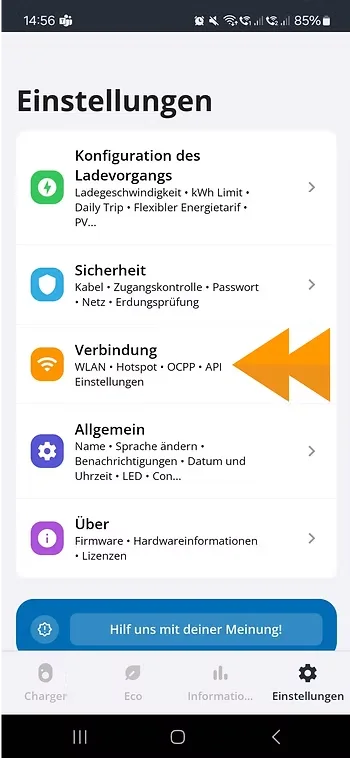 OCPP in der go-e App aktivieren