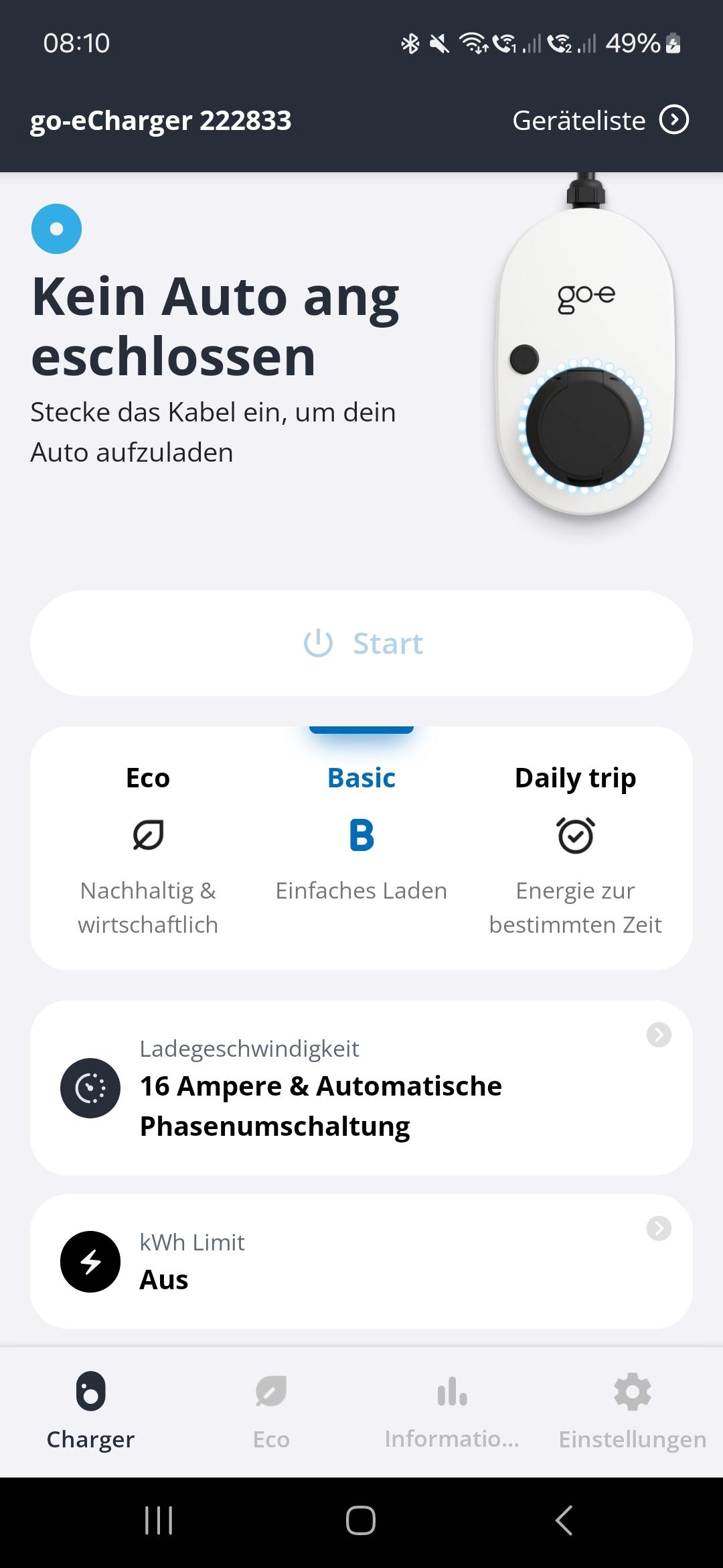 Empfohlene Einstellungen prüfen