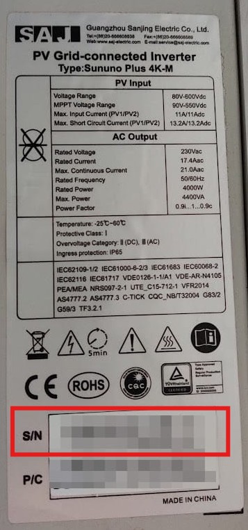 Seriennummer eingeben