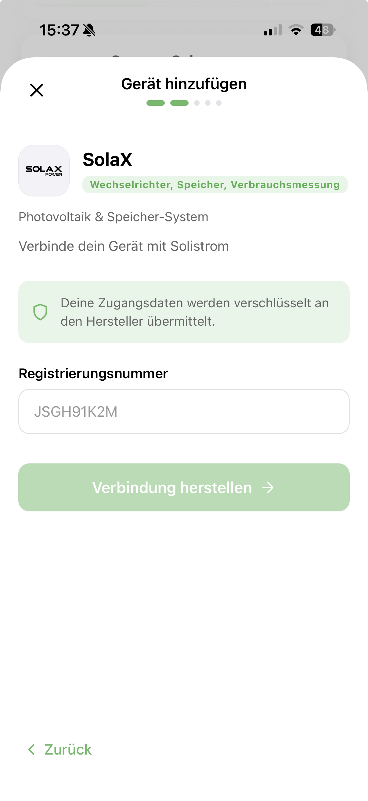 Registrierungsnummer in Solistrom eintragen