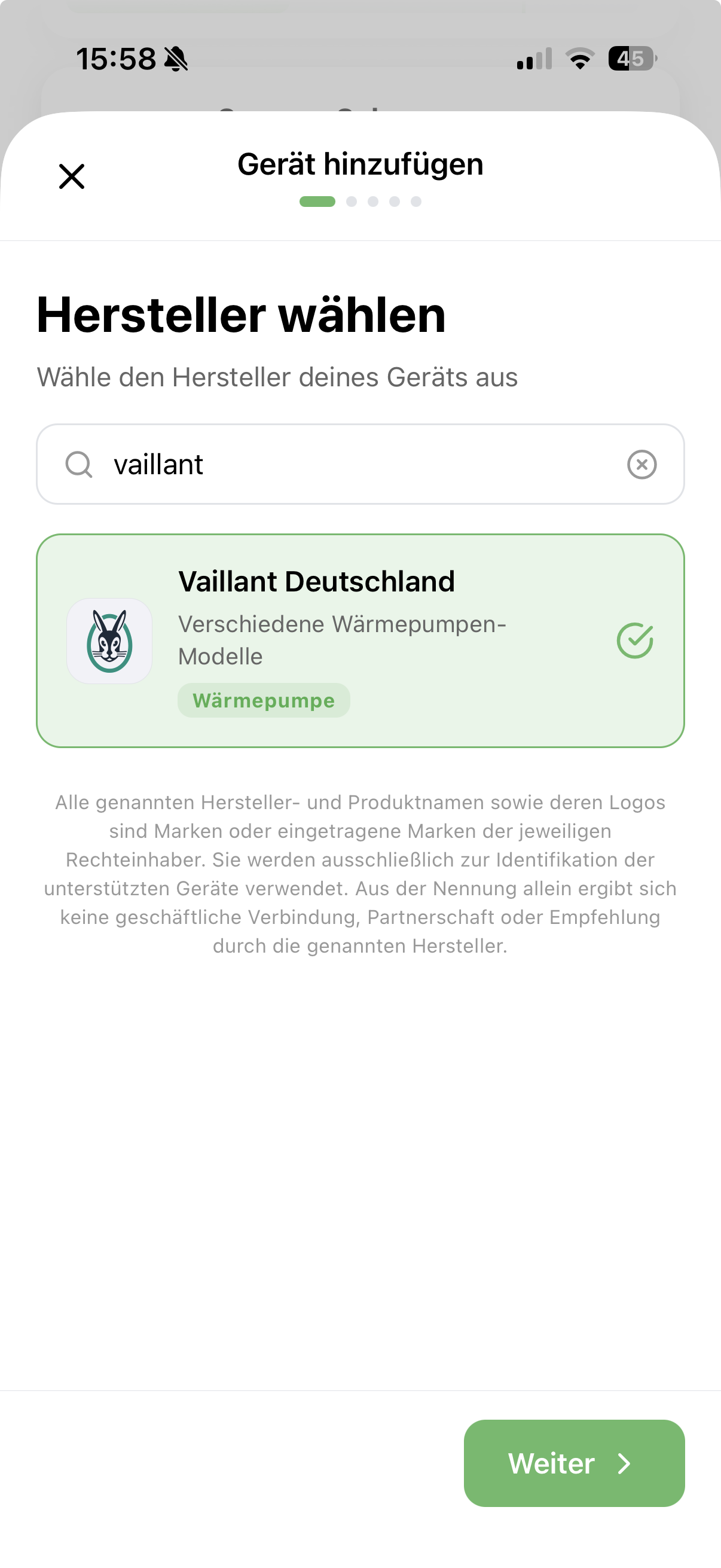 Wärmepumpe in der Solistrom-App hinzufügen