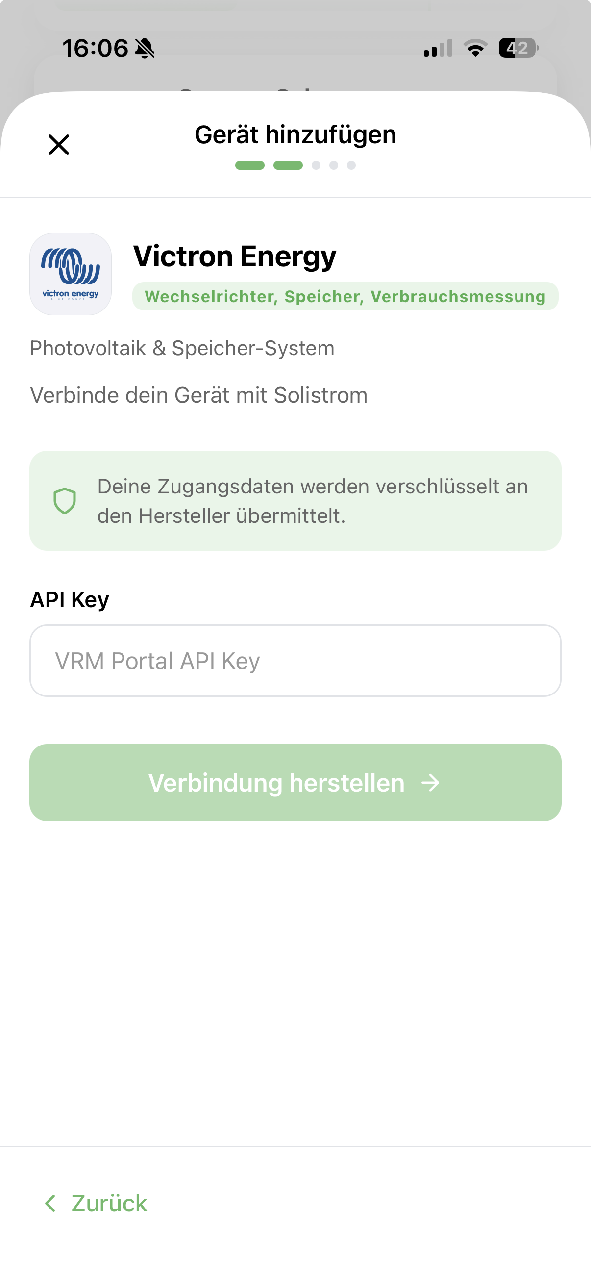 Zugangsdaten in der Solistrom-App eintragen