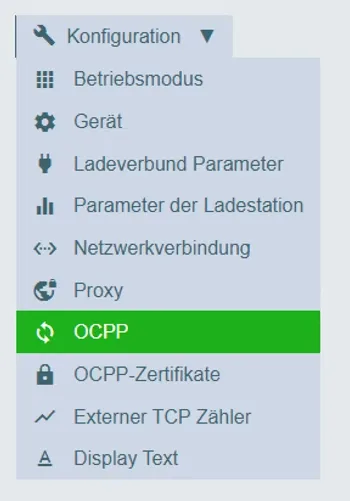 OCPP-Seite der Wallbox öffnen