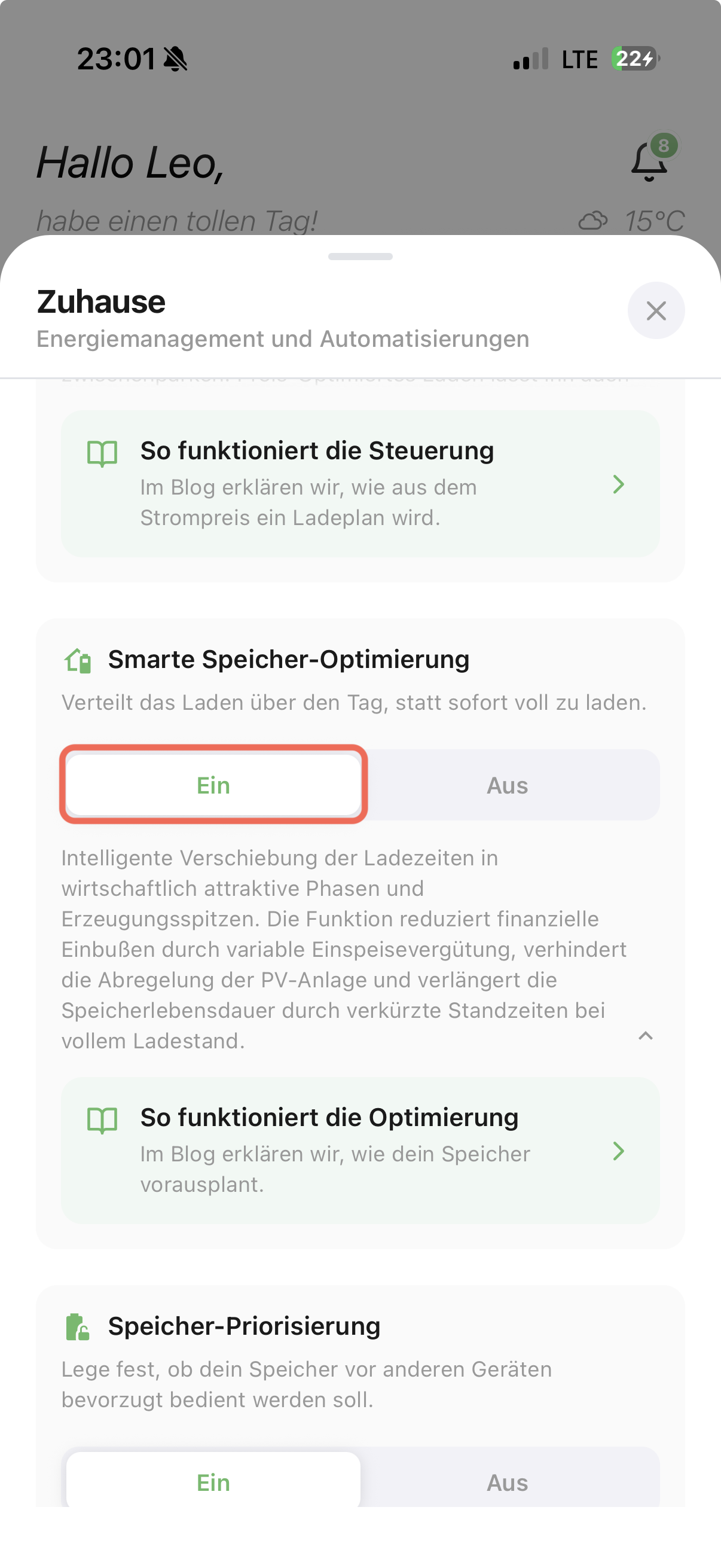 KI-Speichersteuerung aktivieren