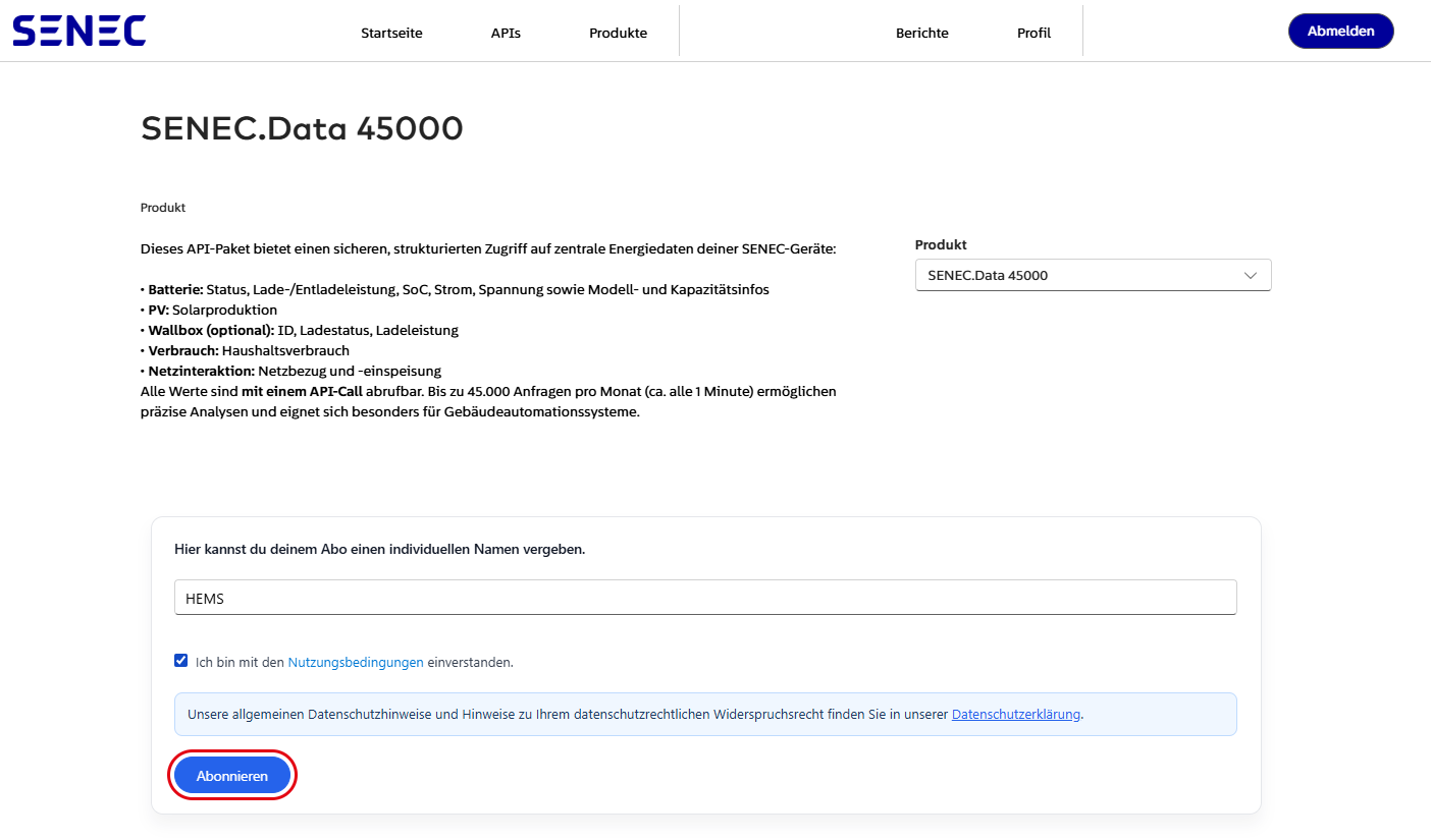 API Schlüssel erstellen