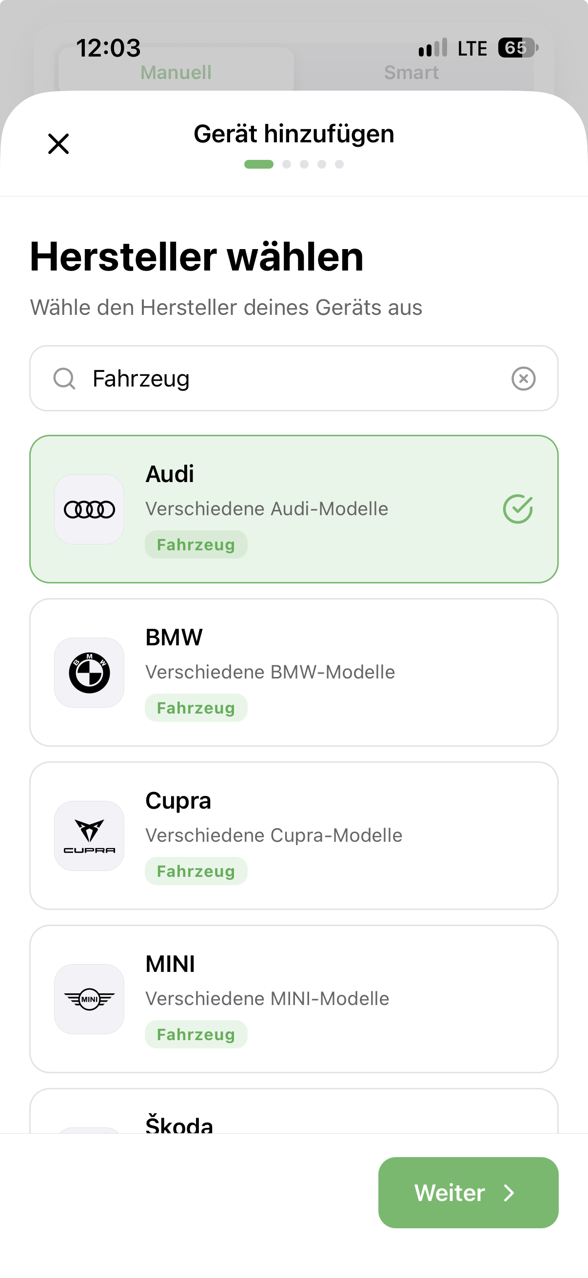 Auto in der Solistrom-App hinzufügen