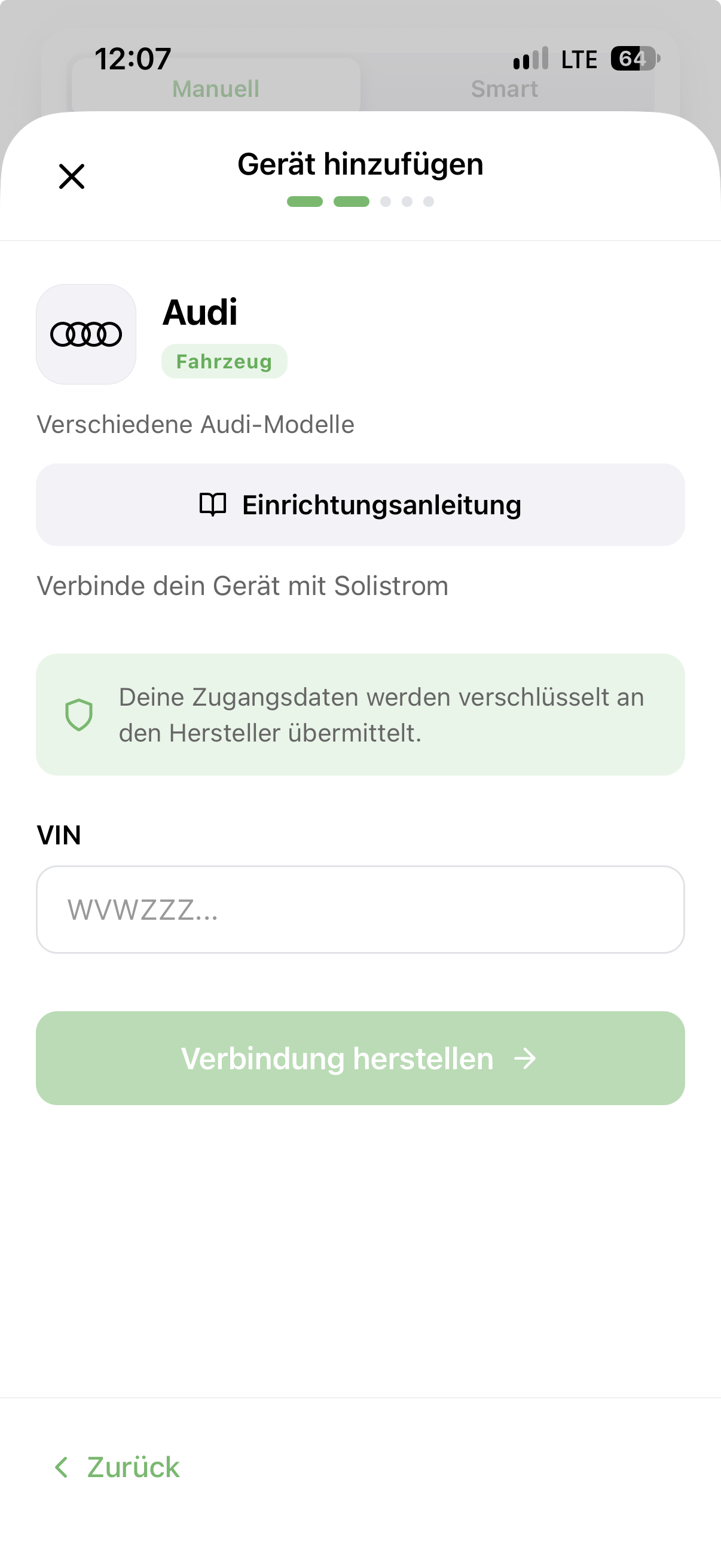 Auto in der Solistrom-App hinzufügen